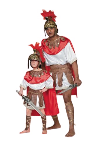 Romeinse soldaat wit bruin - Willaert, verkleedkledij, carnavalkledij, carnavaloutfit, feestkledij, historisch, terug in de tijd, 1800, 1900, van oermens tot baron en barones